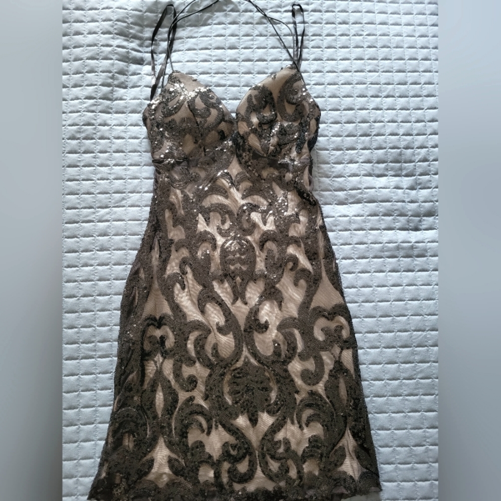 Sequin Strappy Back Mini Party Dress